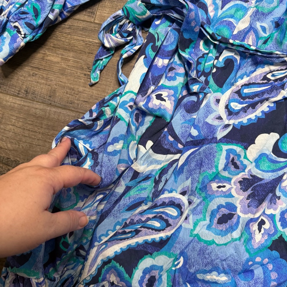 Soft Surroundings Blue Patterned Button Down Midi… - image 6